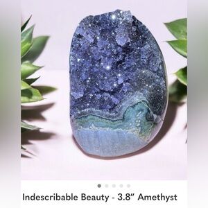 Blue and Green Amethyst Geode Crystal Accent